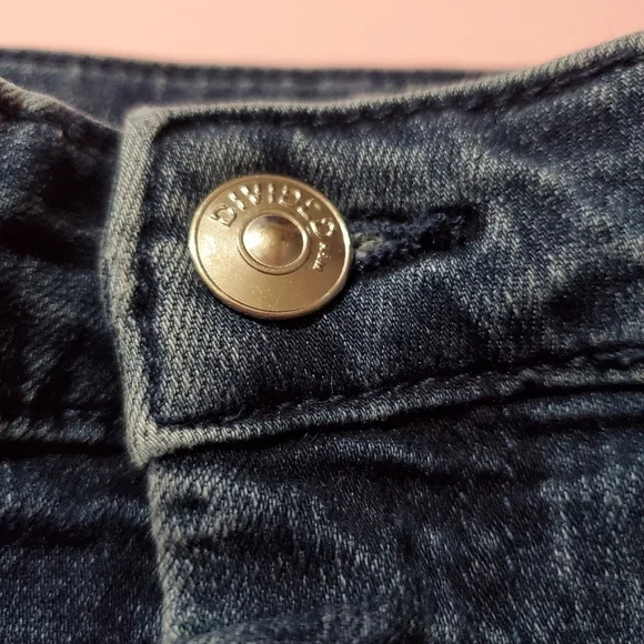 H&M Divided Blue Jean Dark Red Burgandy Velvet Stripe - Picture 3 of 8